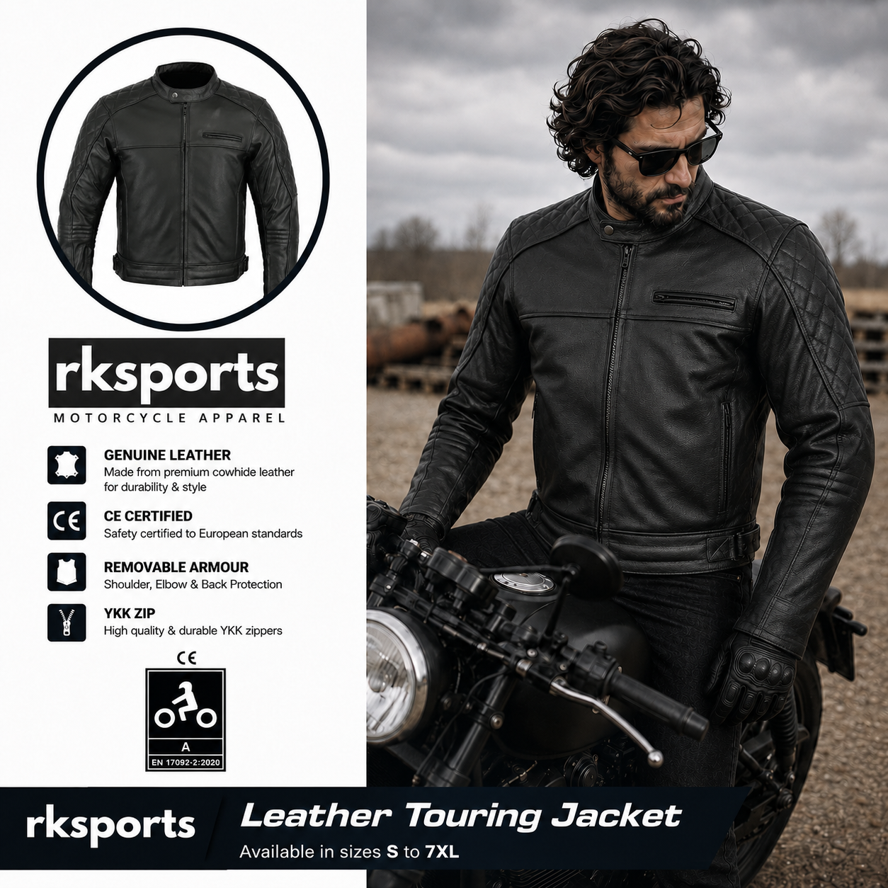 Blouson moto en cuir Proto Leather 1586 Fashion avec armure