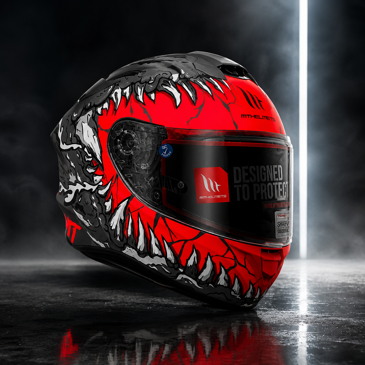 MT 1 Helmets Full Face Motorcycle Helmet – Red & Black Graphic Design – ECE R22.06 Certified – Sport & Road Riding Helmet (Copy)