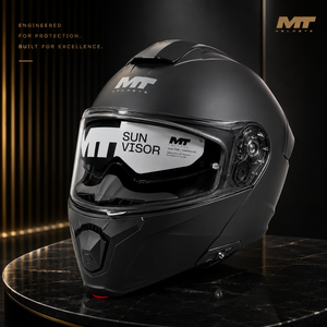 MT Modular Motorcycle Helmet – Matte Black | Flip-Up Full Face Helmet with Internal Sun Visor & Pinlock-Ready Visor