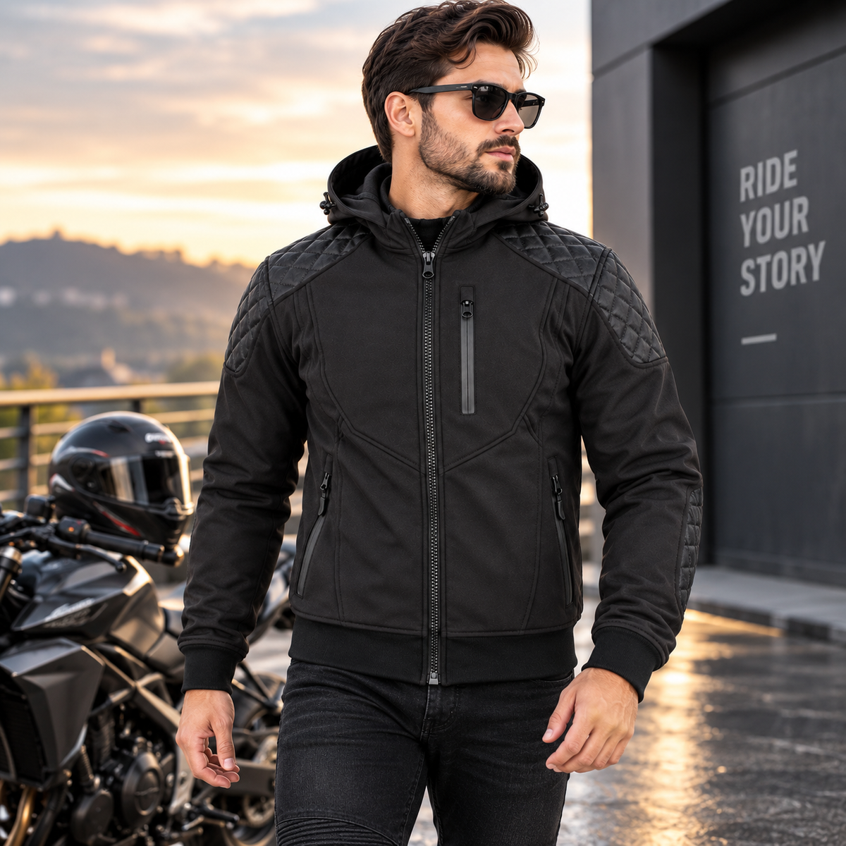 RK Sports CE Armor Soft Shell Armoured Motorcycle Hoodie