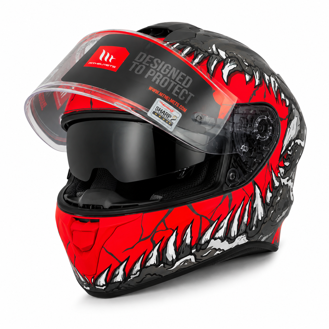 MT 1 Helmets Full Face Motorcycle Helmet – Red & Black Graphic Design – ECE R22.06 Certified – Sport & Road Riding Helmet (Copy)