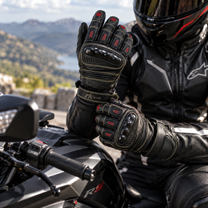Gants de moto de course RK Sports à phalanges renforcées en carbone