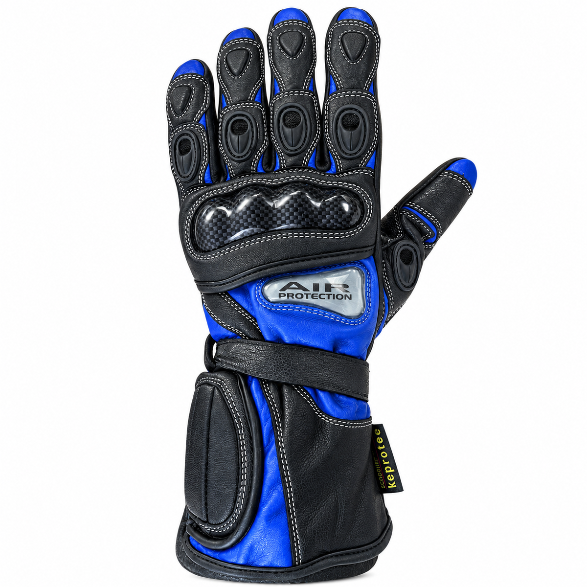 Motorcycle Gloves 504 Waterproof Leather Armoured Biker Riding Gloves Red Blue