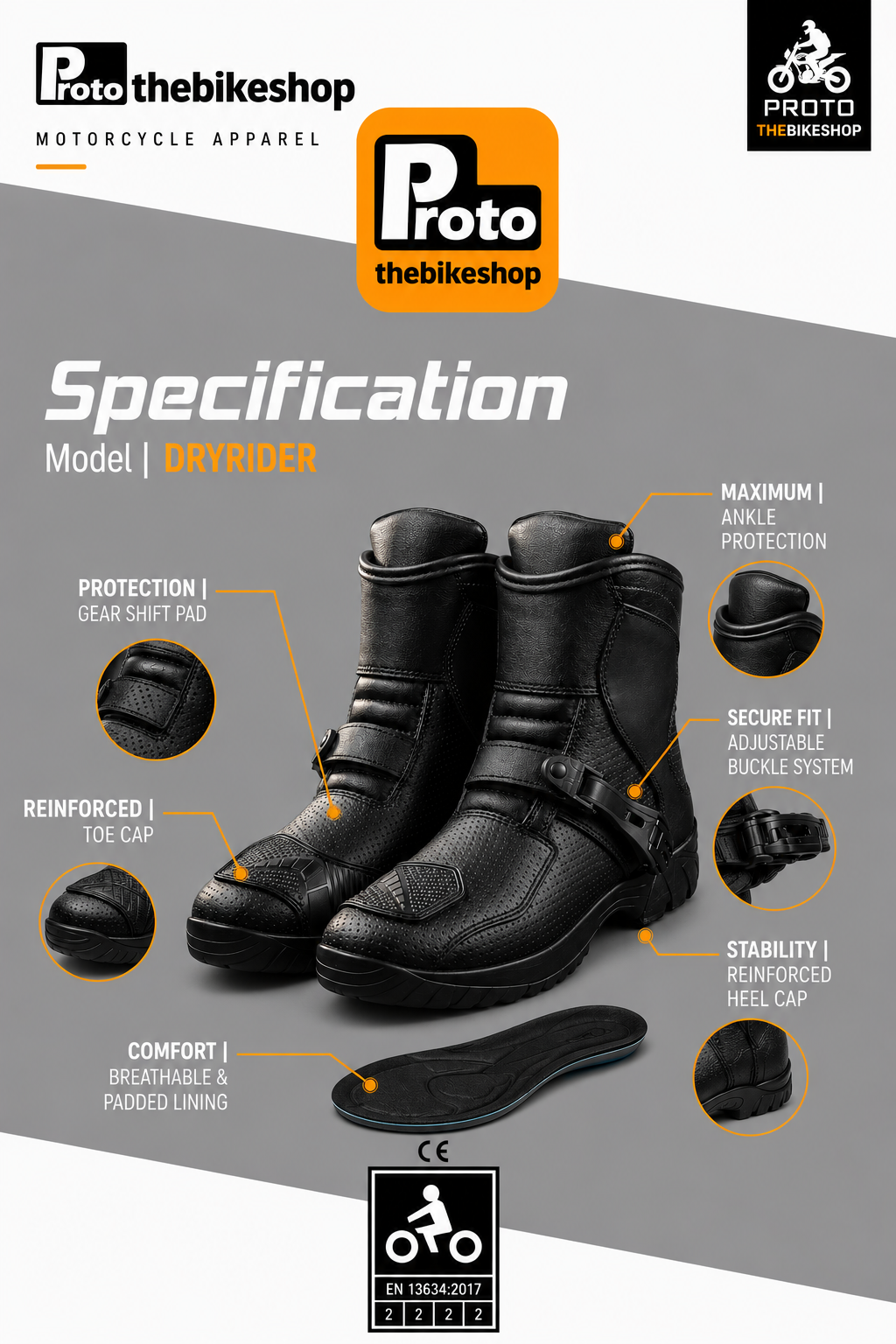 Dryrider AP-2 Summer Motorcycle Boots – Waterproof Riding Boots