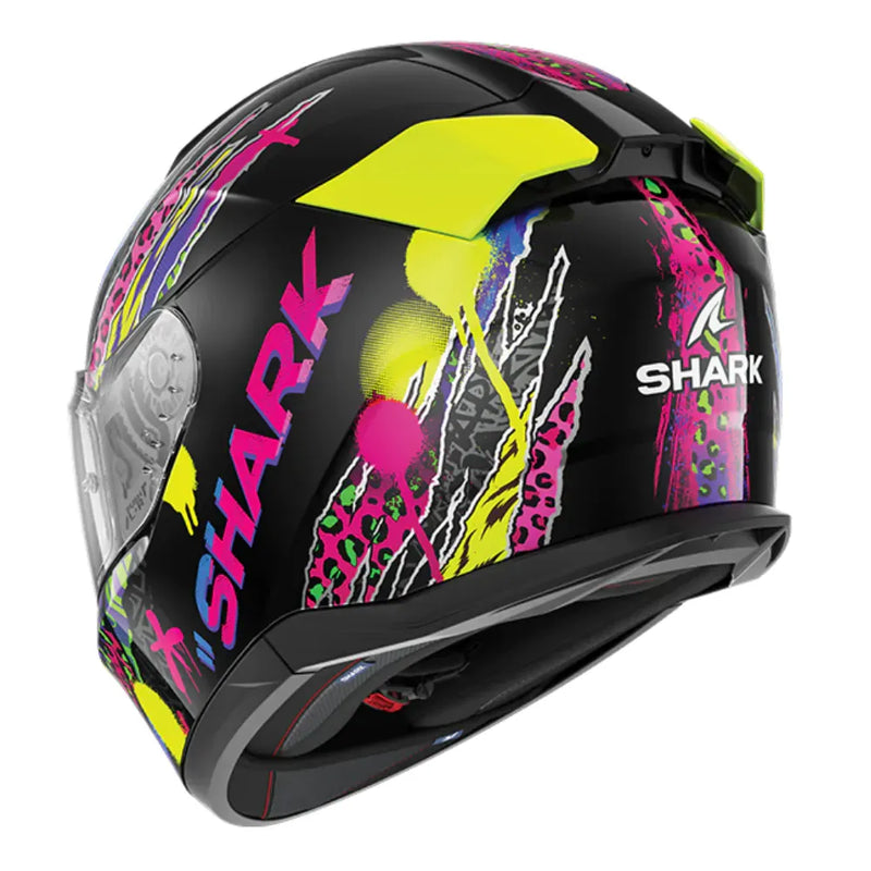 Shark D-Skwal 3 Full Face Motorbike Helmet Fawn KVY - Black/Purple/Blue/Yellow