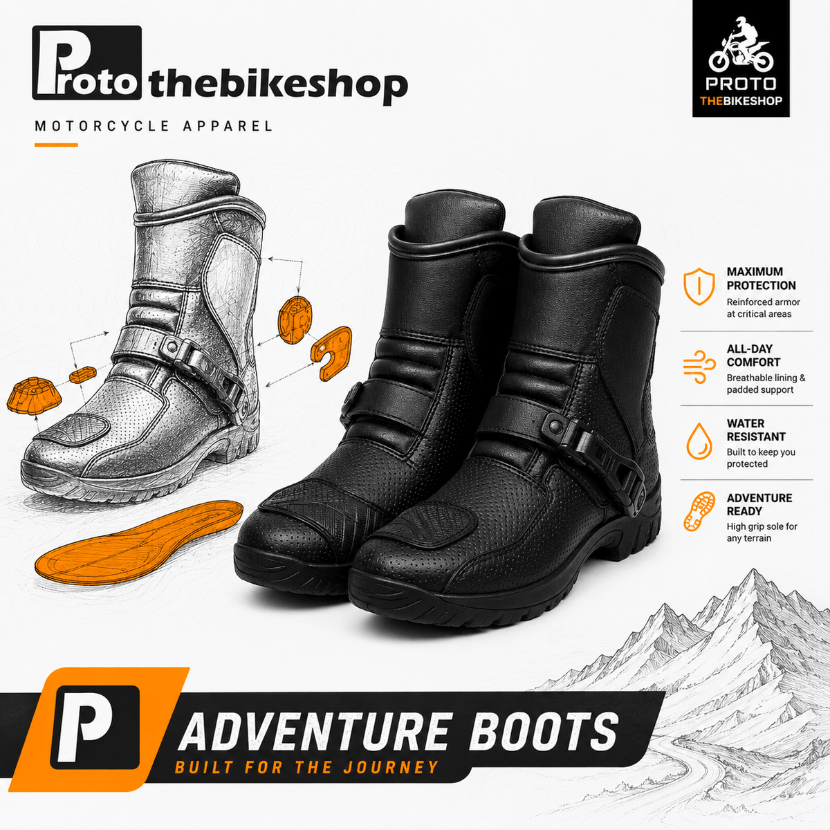 Dryrider AP-2 Summer Motorcycle Boots – Waterproof Riding Boots