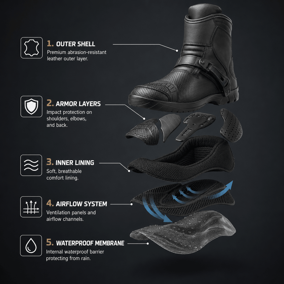 Dryrider AP-2 Summer Motorcycle Boots – Waterproof Riding Boots