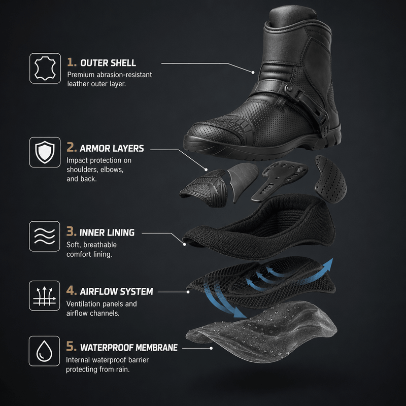 Dryrider AP-2 Summer Motorcycle Boots – Waterproof Riding Boots