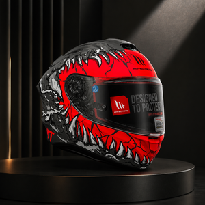 MT 1 Helmets Full Face Motorcycle Helmet – Red & Black Graphic Design – ECE R22.06 Certified – Sport & Road Riding Helmet (Copy)