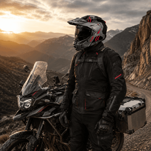 HJC i80 Flip Front Adventure Motorcycle Helmet Black and Red