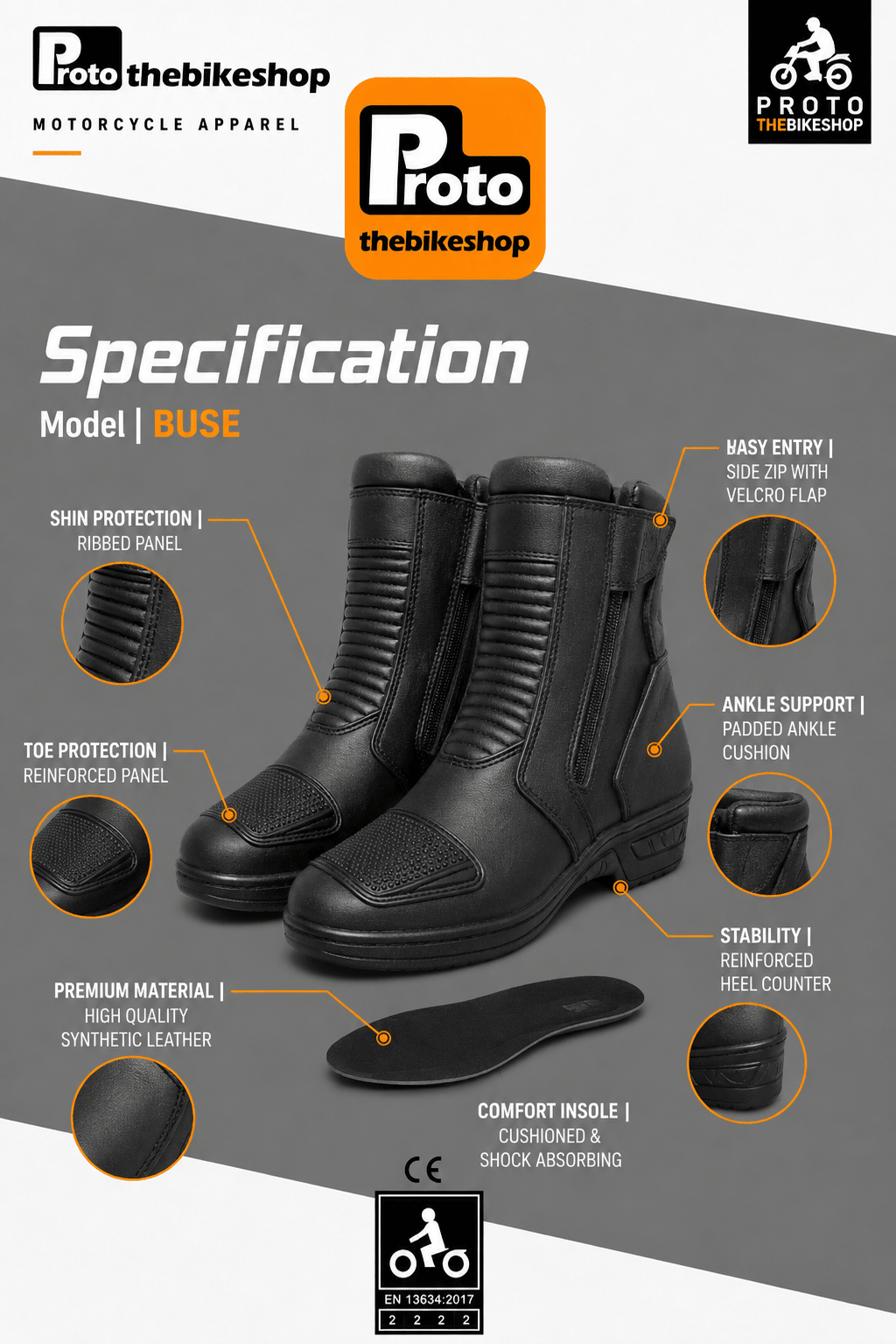 Ladies Buse Waterproof Motorbike Boots – Comfortable & Protective Riding Boots