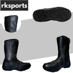 LV11 Motorcycle Black Leather Water Resistant Motorbike Winter Racing Boots