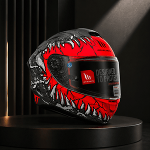 MT 1 Helmets Full Face Motorcycle Helmet – Red & Black Graphic Design – ECE R22.06 Certified – Sport & Road Riding Helmet (Copy)