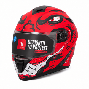 MT Helmets Full Face Motorcycle Helmet – Red & Black Graphic Design – ECE R22.06 Certified – Sport & Road Riding Helmet