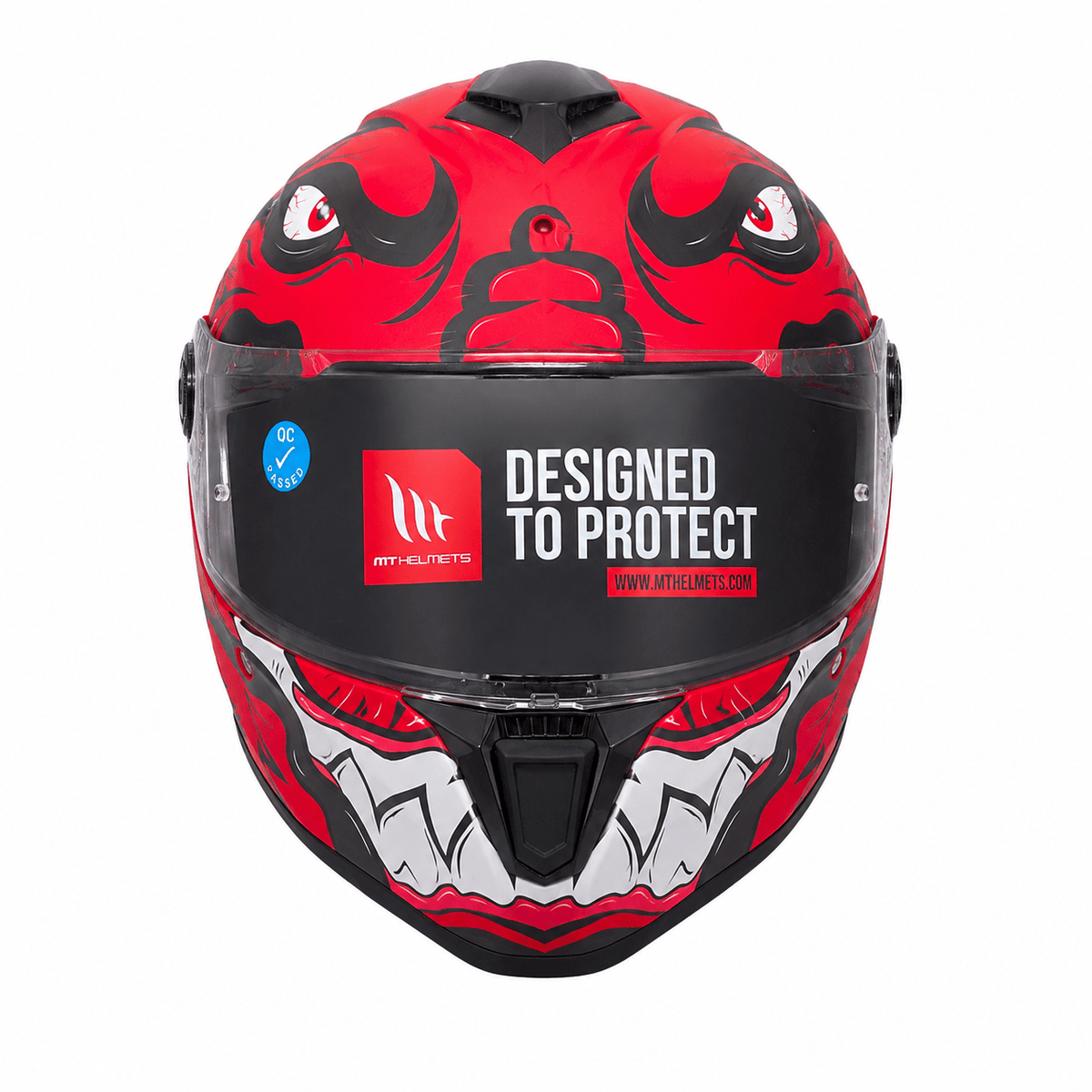 MT Helmets Full Face Motorcycle Helmet – Red & Black Graphic Design – ECE R22.06 Certified – Sport & Road Riding Helmet