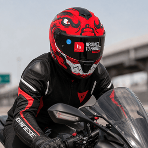 MT Helmets Full Face Motorcycle Helmet – Red & Black Graphic Design – ECE R22.06 Certified – Sport & Road Riding Helmet