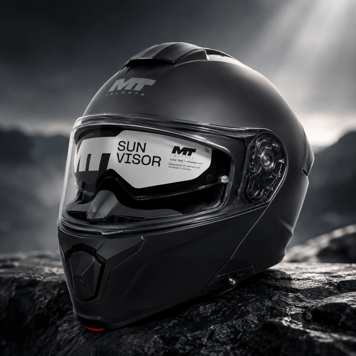 MT Modular Motorcycle Helmet – Matte Black | Flip-Up Full Face Helmet with Internal Sun Visor & Pinlock-Ready Visor