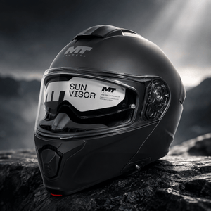 MT Modular Motorcycle Helmet – Matte Black | Flip-Up Full Face Helmet with Internal Sun Visor & Pinlock-Ready Visor