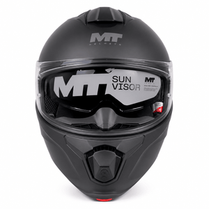 MT Modular Motorcycle Helmet – Matte Black | Flip-Up Full Face Helmet with Internal Sun Visor & Pinlock-Ready Visor