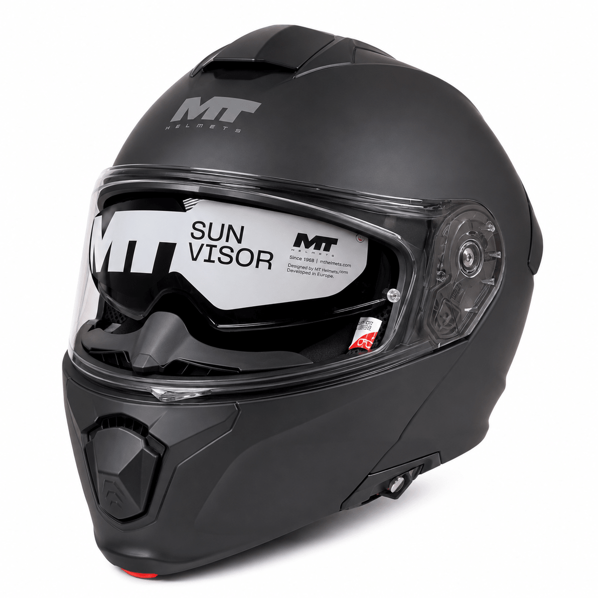 MT Modular Motorcycle Helmet – Matte Black | Flip-Up Full Face Helmet with Internal Sun Visor & Pinlock-Ready Visor