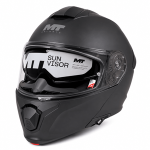 MT Modular Motorcycle Helmet – Matte Black | Flip-Up Full Face Helmet with Internal Sun Visor & Pinlock-Ready Visor