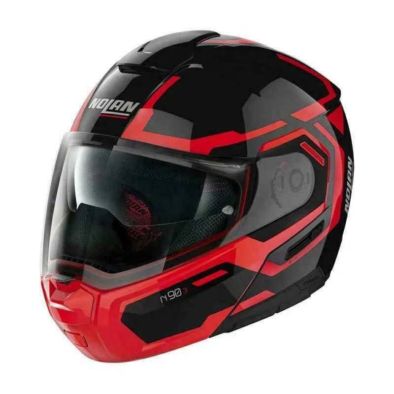 Nolan N90-3 DRILLER 025 N-Com Motorcycle Helmet -Black RED 025 WQ