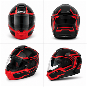 Nolan N90-3 DRILLER 025 N-Com Motorcycle Helmet -Black RED 025 WQ