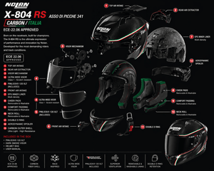 Nolan X-804 Rs Aureo 330 And Clear Visor Motorcycle Helmet