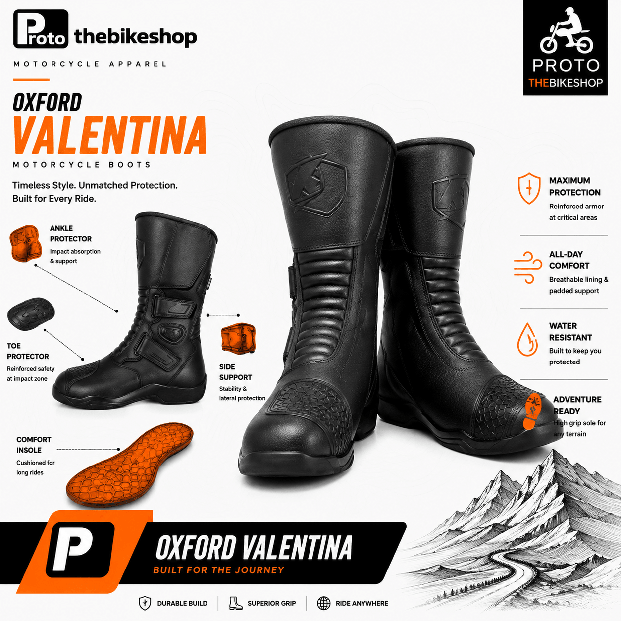 Oxford Delta Waterproof Motorbike Boots – Durable All-Weather Riding Boots