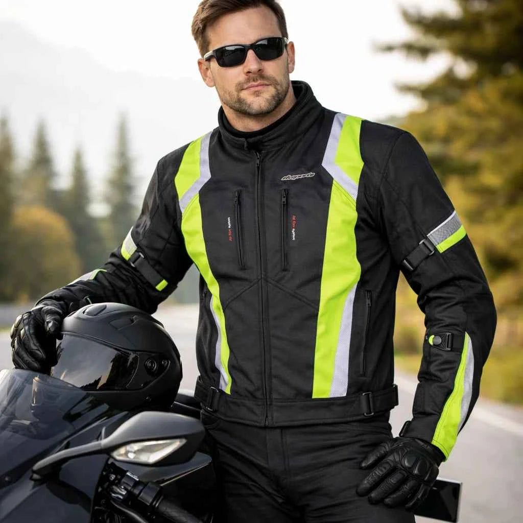 RK Sports 1509 Men's Hi-Vis Waterproof Textile Motorcycle Jacket with CE Armour