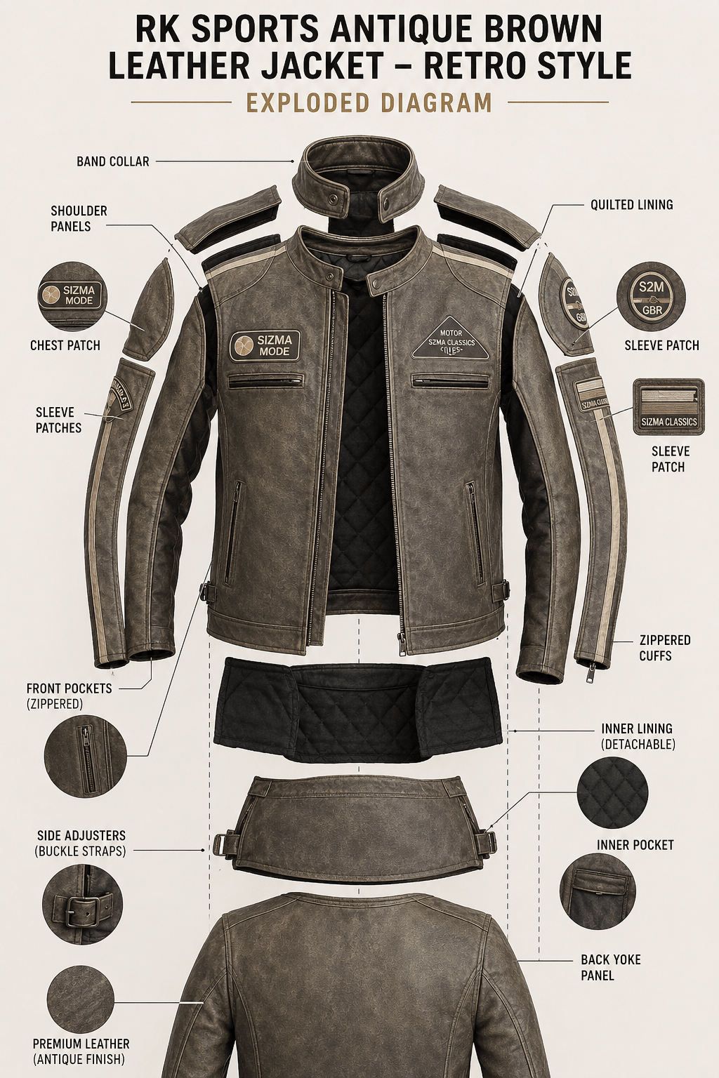 Blouson moto RK Sports Leather Antique