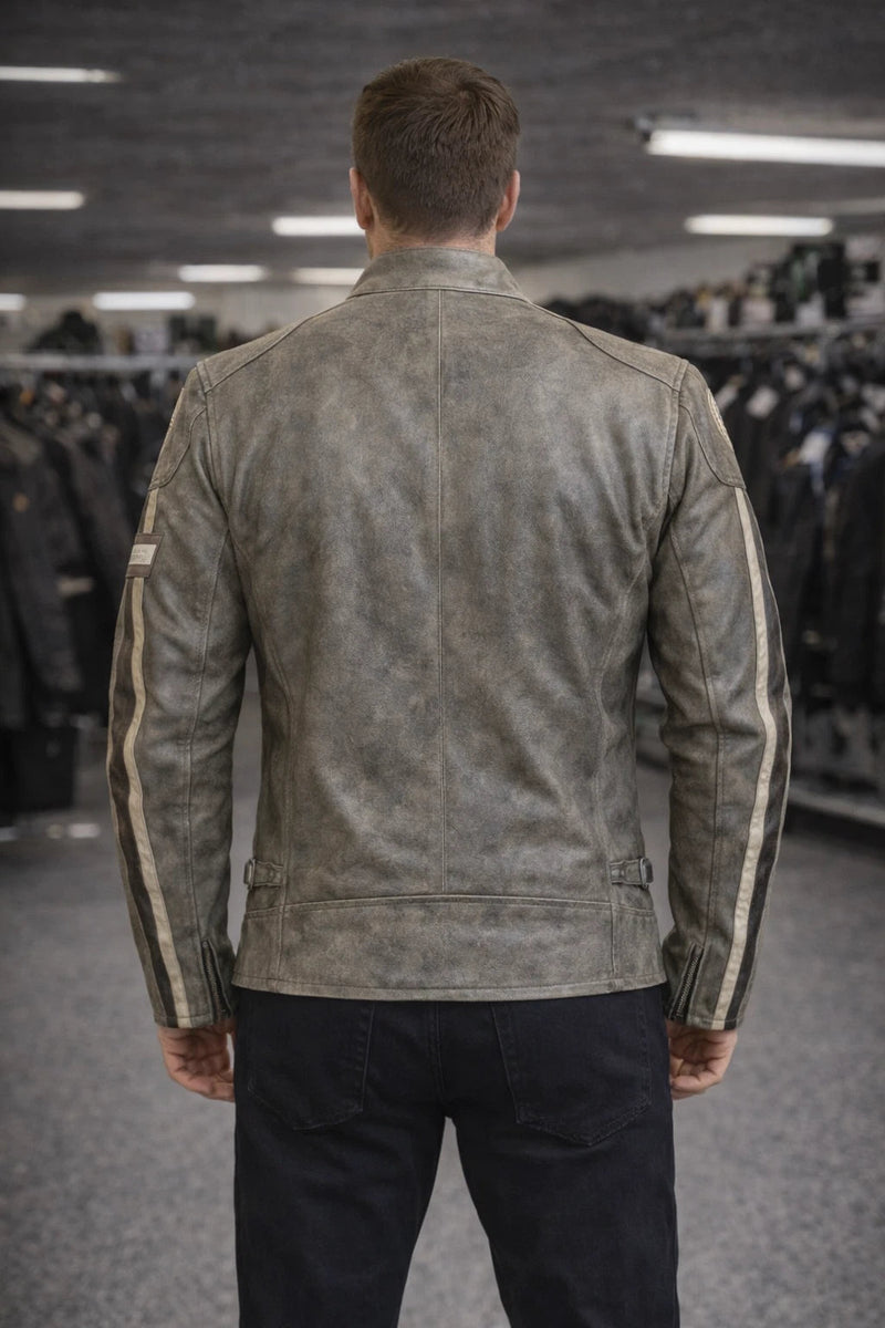 RK Sports Leather Antique Motorcycle Jacket