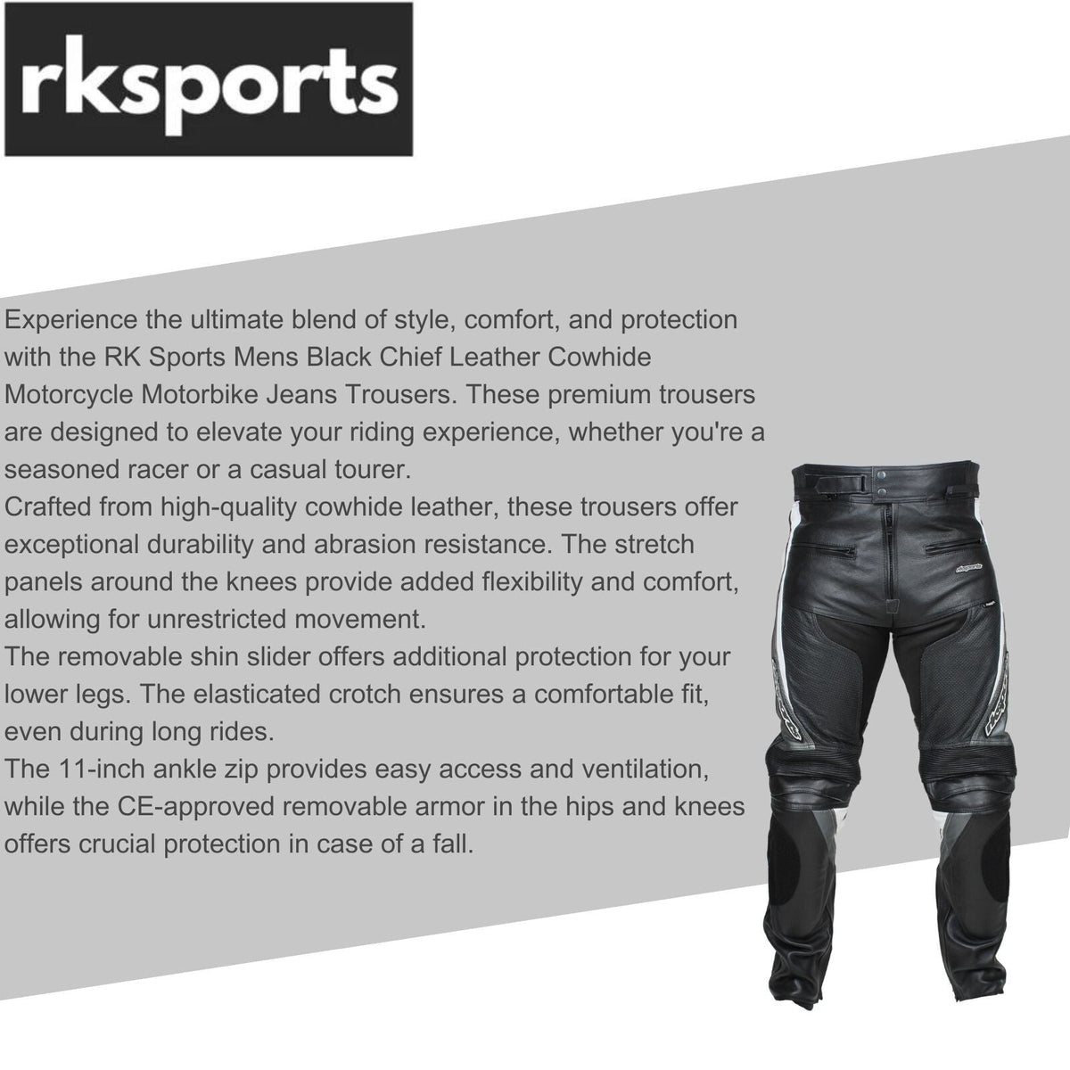 Pantalon de moto en cuir Chief RK Sports