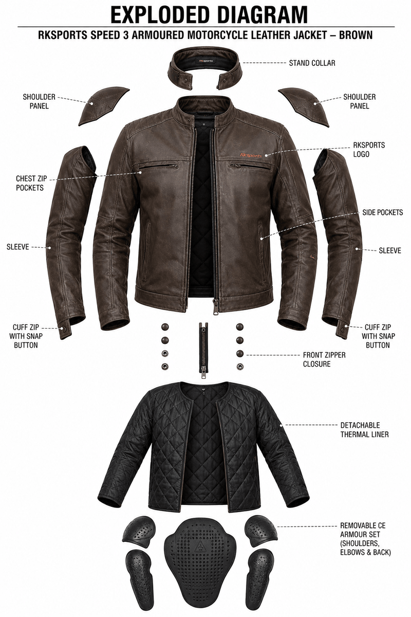 RK Sports Leather Speed 3 Motorcycle Jacket