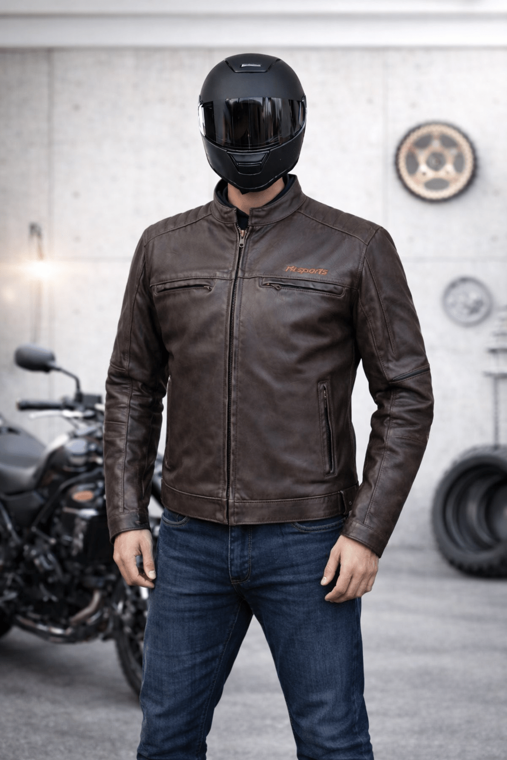 Blouson de moto en cuir RK Sports Speed 3