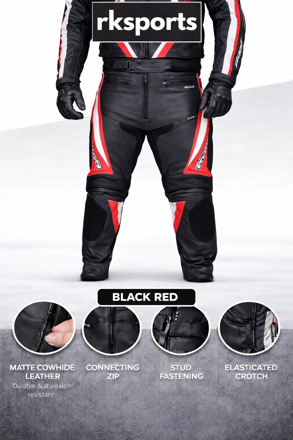 RKsports Chief Motorcycle Leather Trouser and Road Eagle Jacket Combination