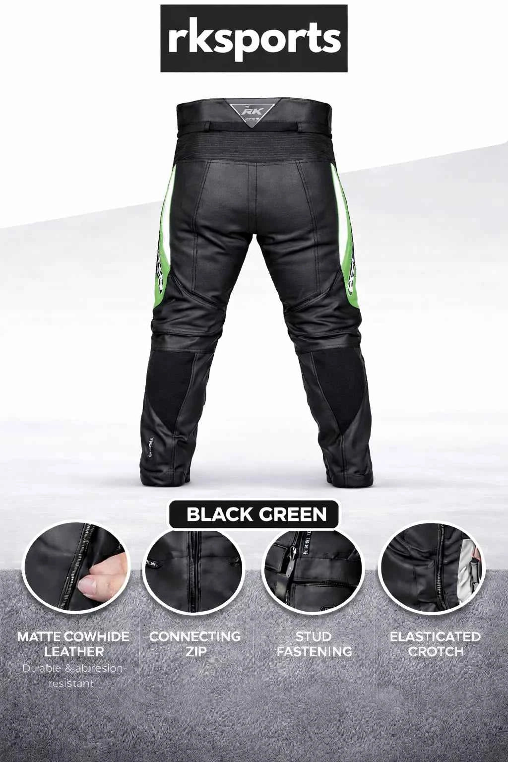 RKsports Green Chief Motorcycle Leather Trouser Before 159.99 Now 79.99