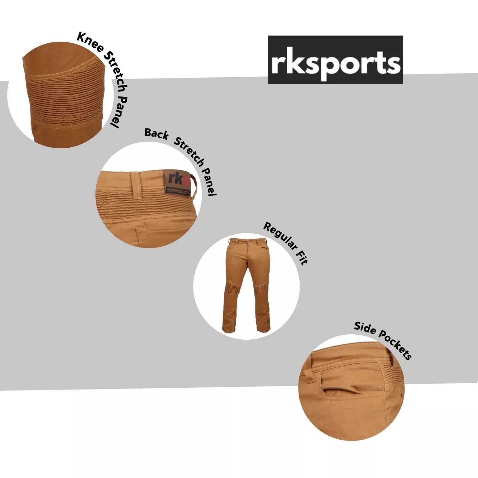 Rksports cargo armed lined Protective men Brown jeans