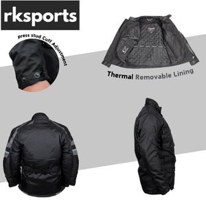 RKsports Black Belt Motorcycle Motorbike Textile Waterproof Jacket