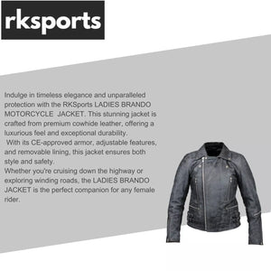 RKsports LADIES BRANDO MOTORCYCLE MOTORBIKE JACKET