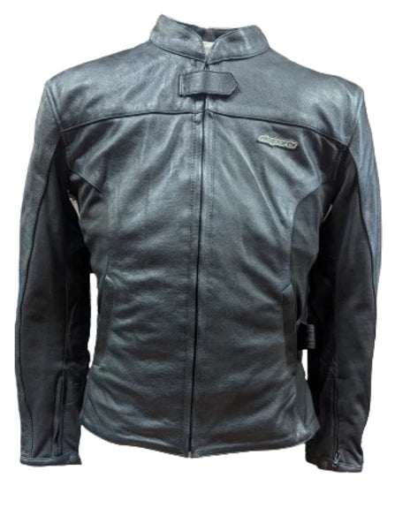 RKsports BLACK SPIN MOTORCYCLE MOTORBIKE LEATHER JACKET
