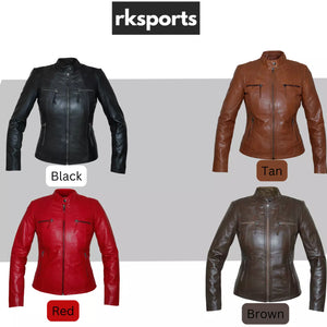 Ladies Fashion Style P645 soft Real high quality leather jacket