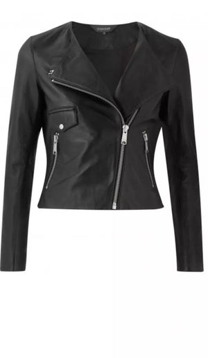 Ladies Fashion Black soft Real leather jacket Style Zar
