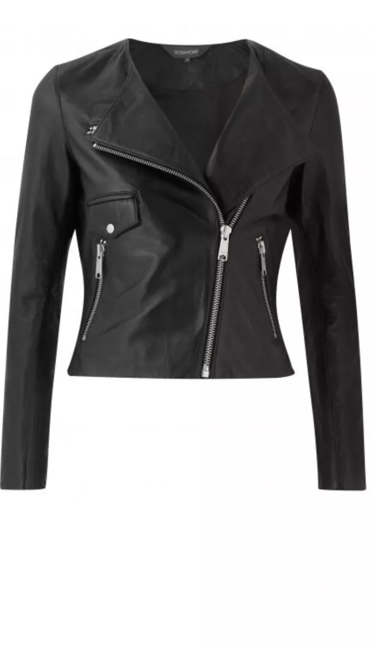 Ladies Fashion Black soft Real leather jacket Style Zar