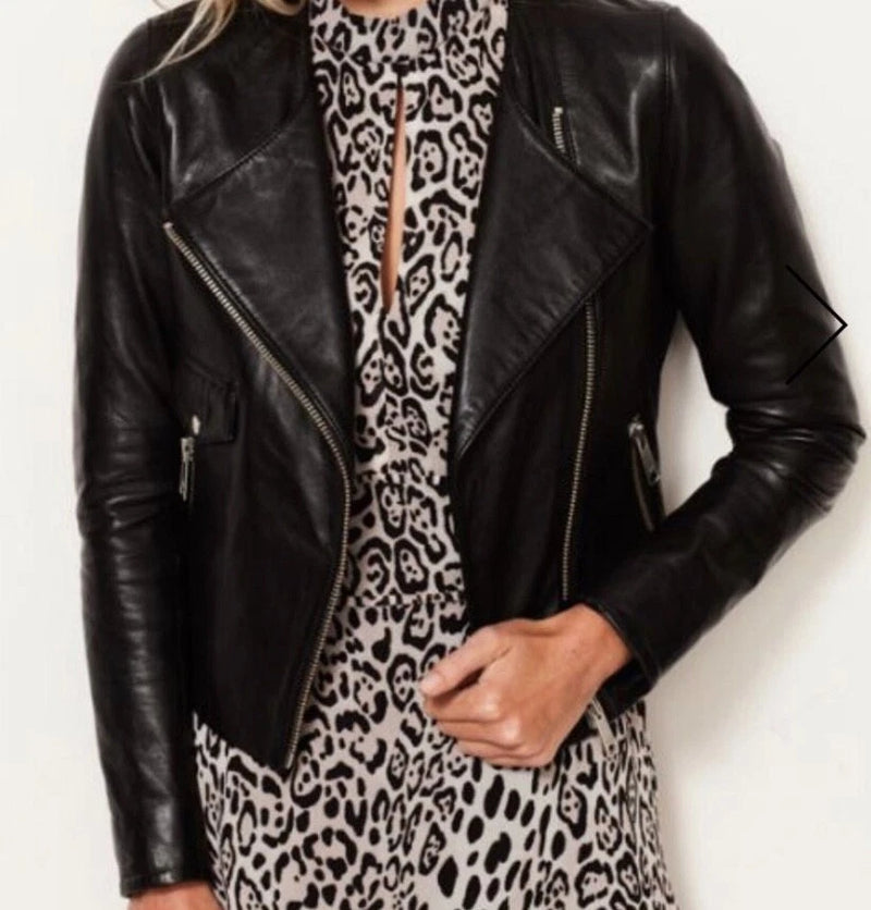 Ladies Fashion Black soft Real leather jacket Style Zar