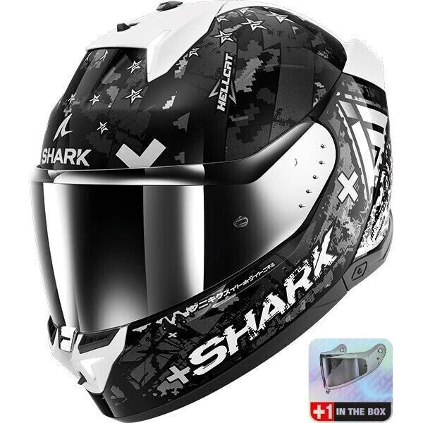 Shark Skwal1 Trooper Helemet - Matt Black/Anthracite/White Motorcycle Motorbike