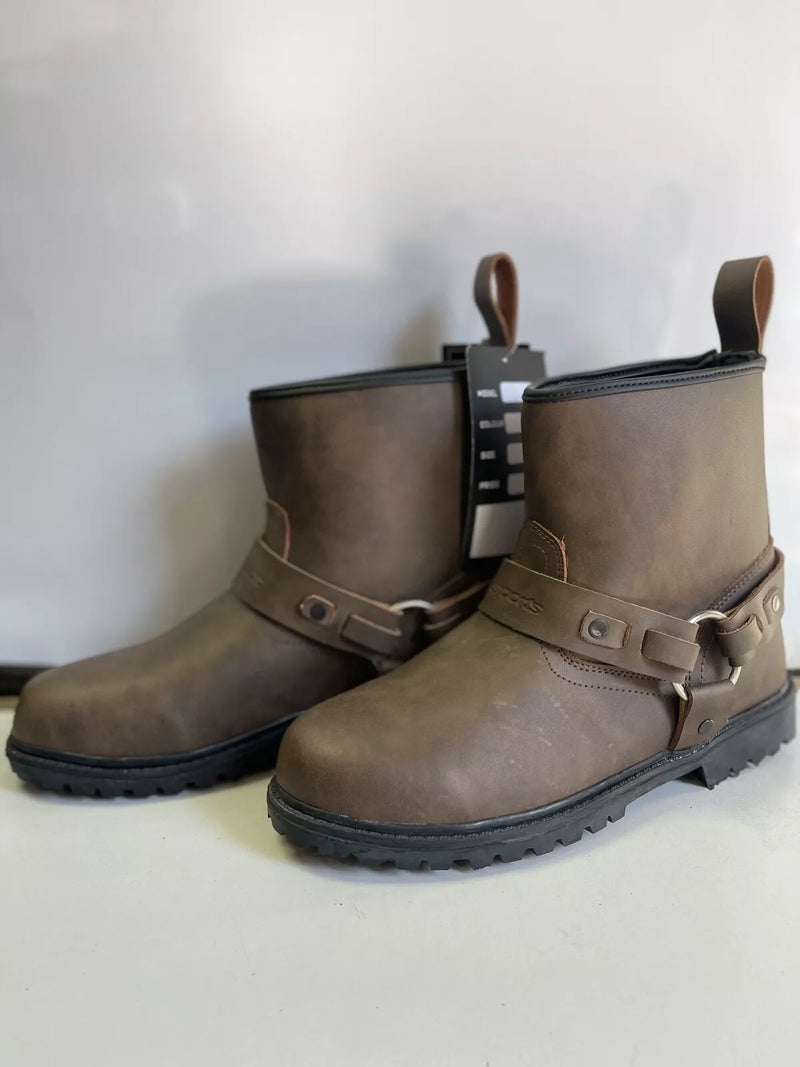 SHORT LEATHER CRUISER STYLE 10055 TOURING MOTORBIKE MOTORCYCLE MENS BOOTS