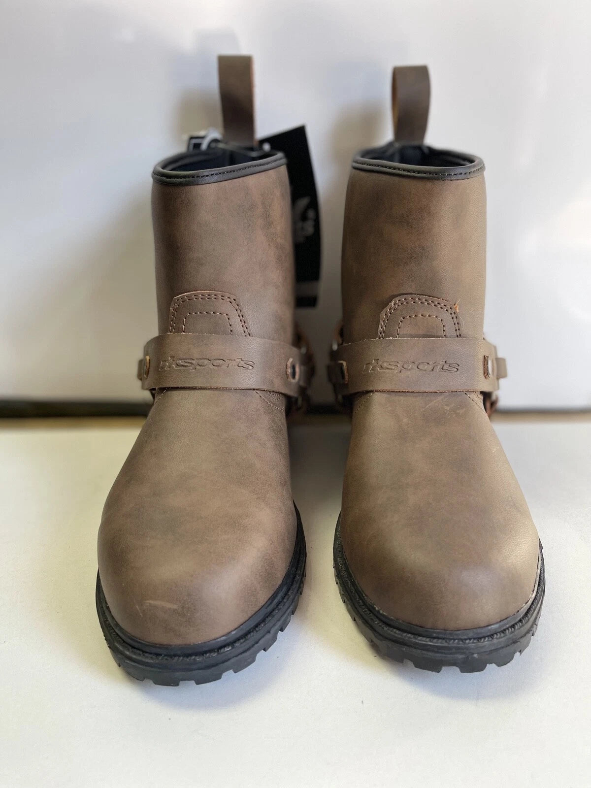 SHORT LEATHER CRUISER STYLE 10055 TOURING MOTORBIKE MOTORCYCLE MENS BOOTS
