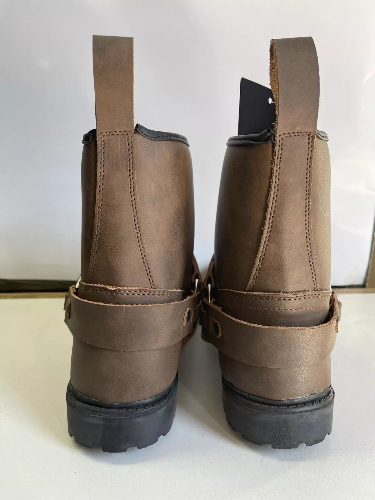 SHORT LEATHER CRUISER STYLE 10055 TOURING MOTORBIKE MOTORCYCLE MENS BOOTS