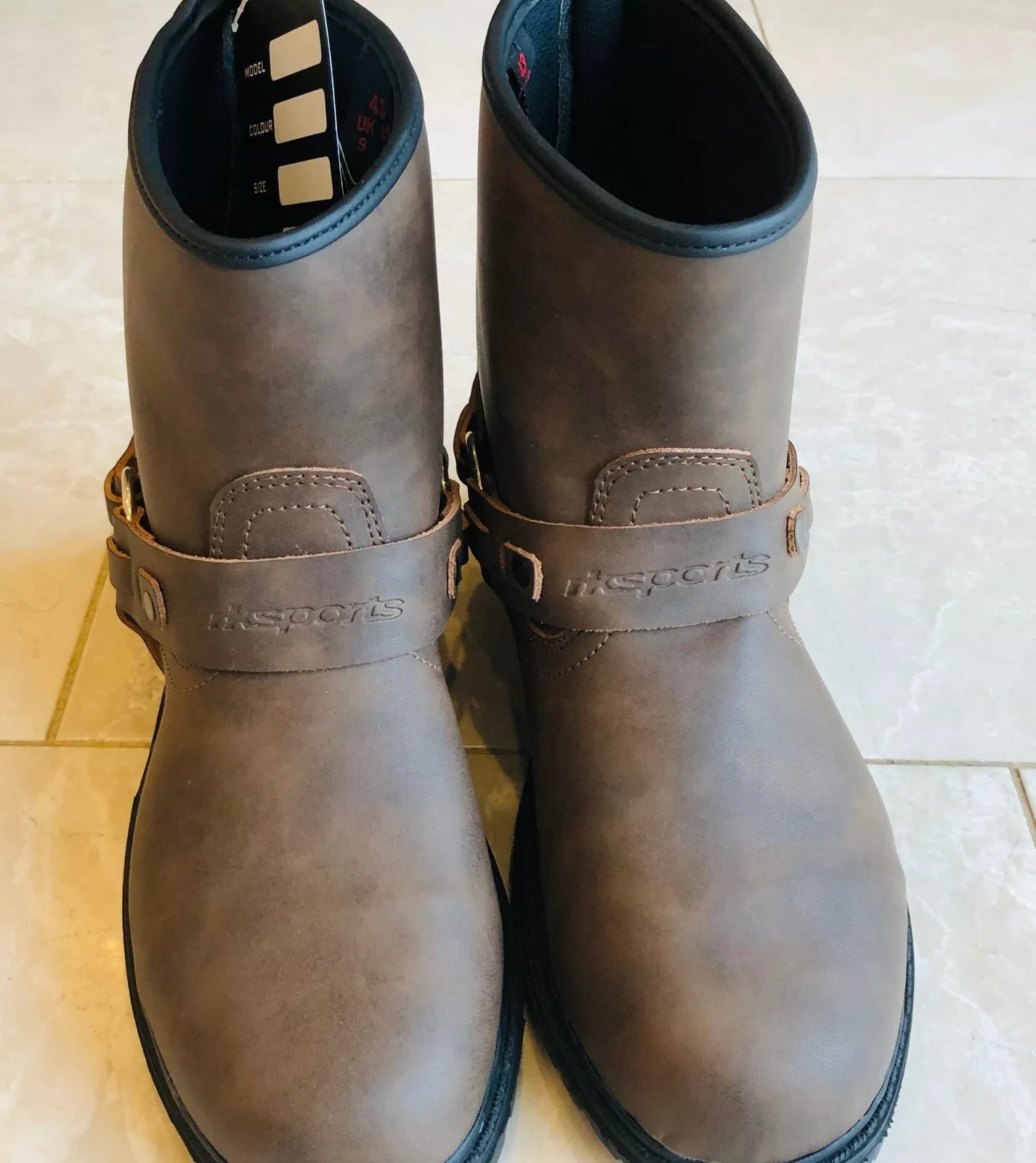 SHORT LEATHER CRUISER STYLE 10055 TOURING MOTORBIKE MOTORCYCLE MENS BOOTS